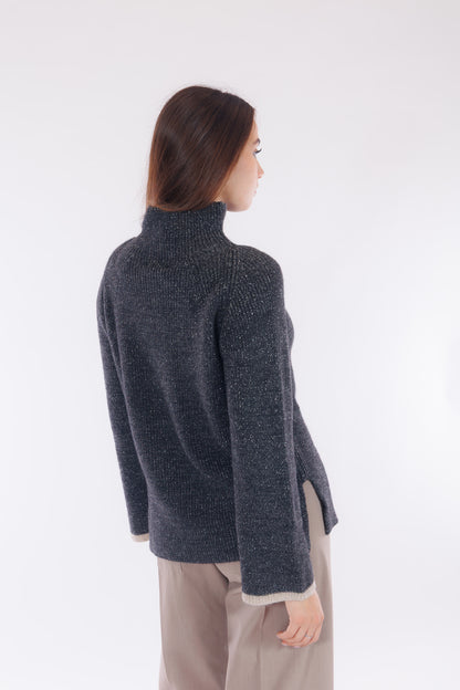 Maglia lurex bordi a contrasto