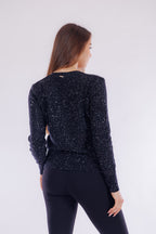 Maglia scollo V micro paillettes