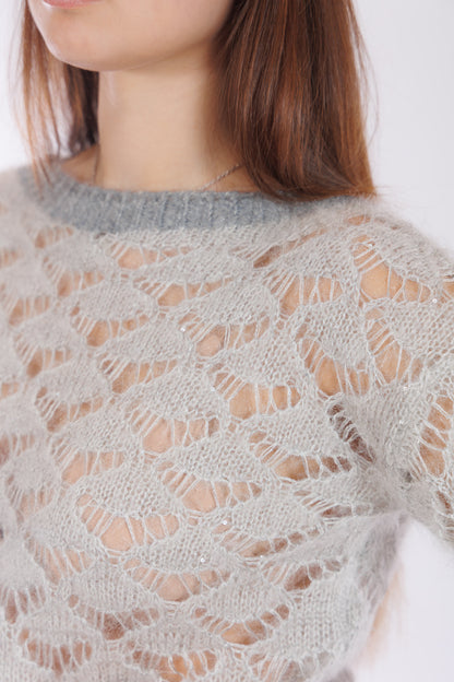 Maglia traforata micro paillettes