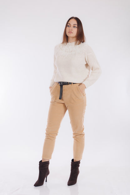 Maglia girocollo piume