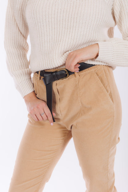 Pantalone velluto con cintura
