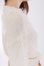 Maglia girocollo piume