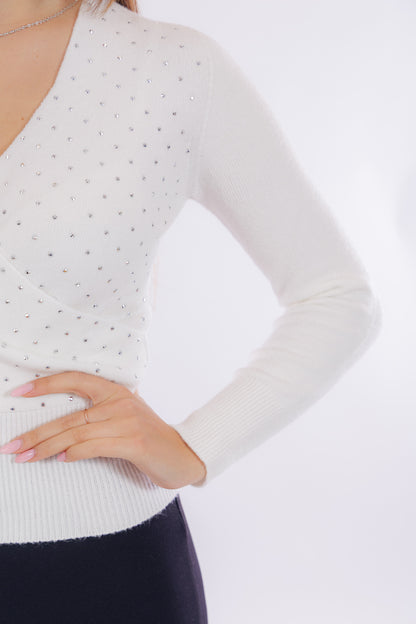 Maglia incrocio strass