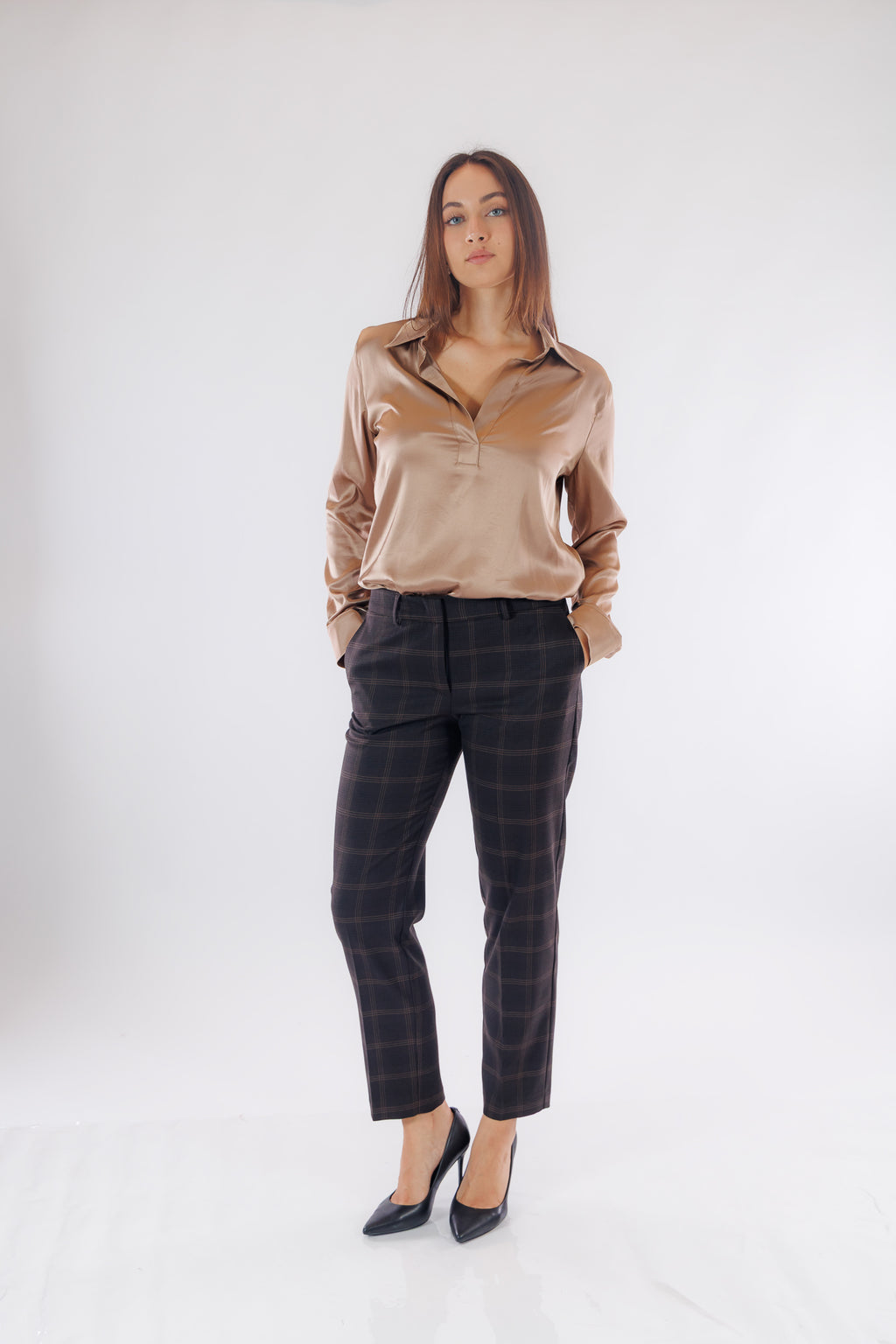 Pantalone cigarette finestrato