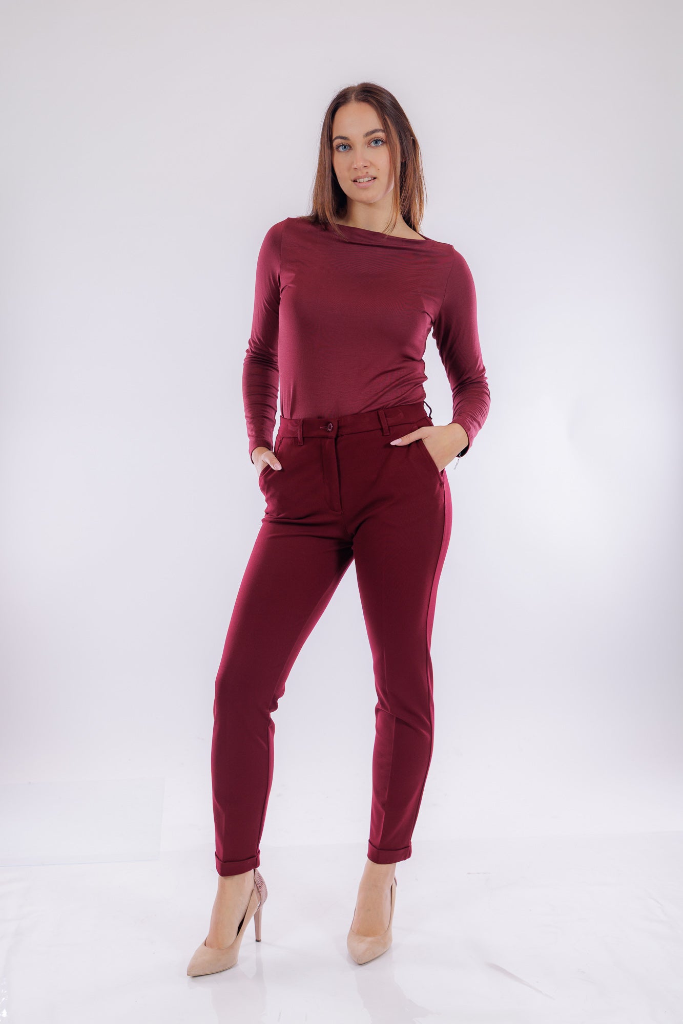 Pantalone punto milano risvolto