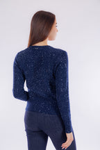 Maglia scollo V micro paillettes