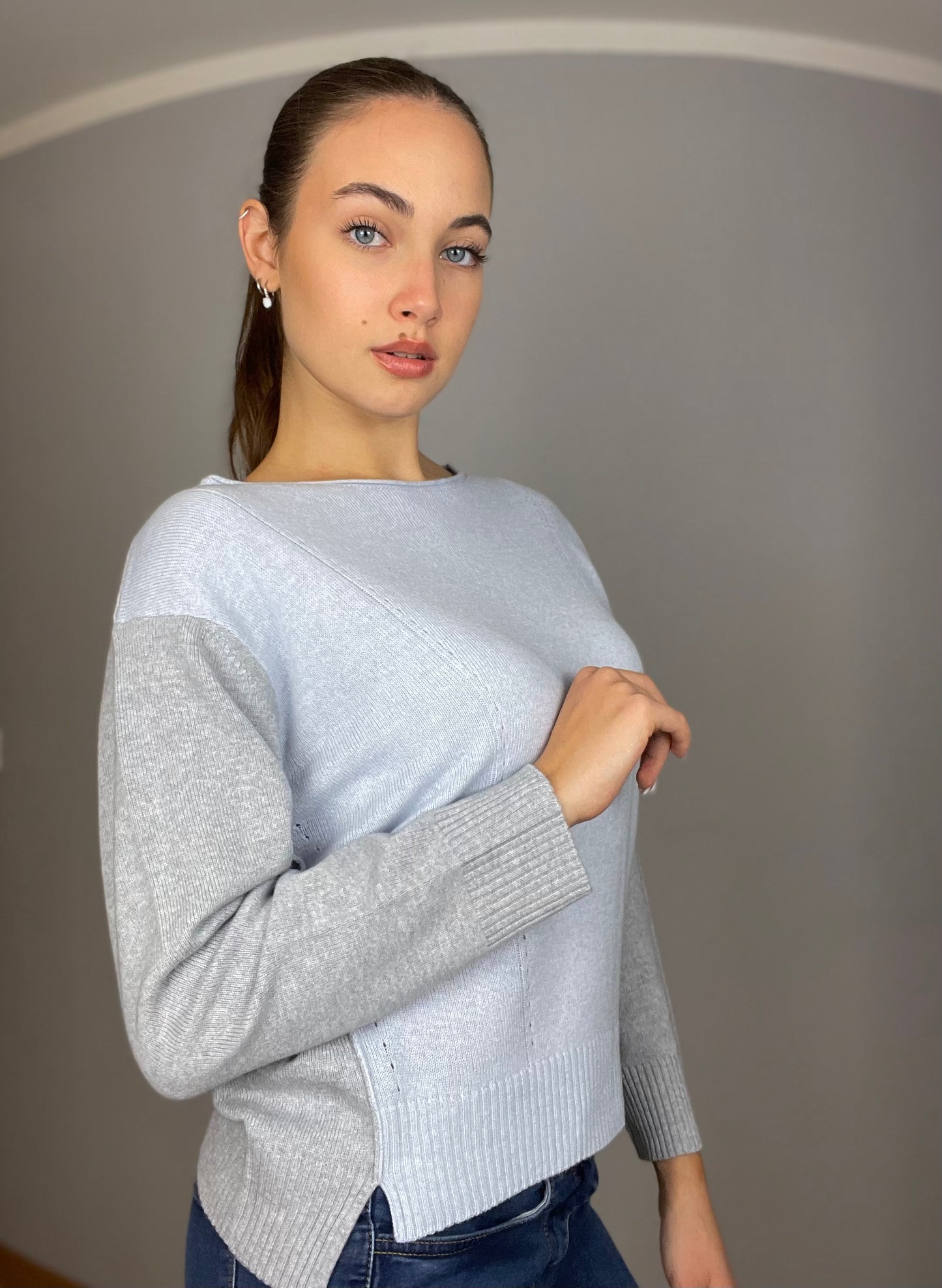 Maglia bicolore m. cashmere