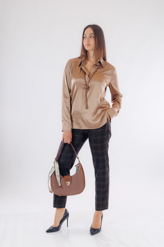 Pantalone cigarette finestrato