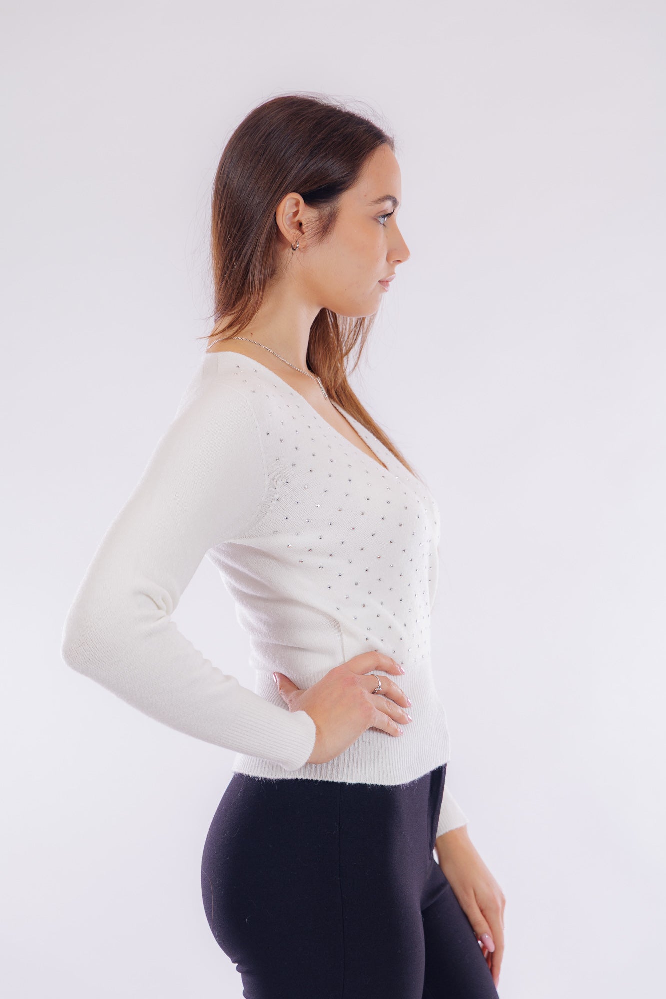 Maglia incrocio strass