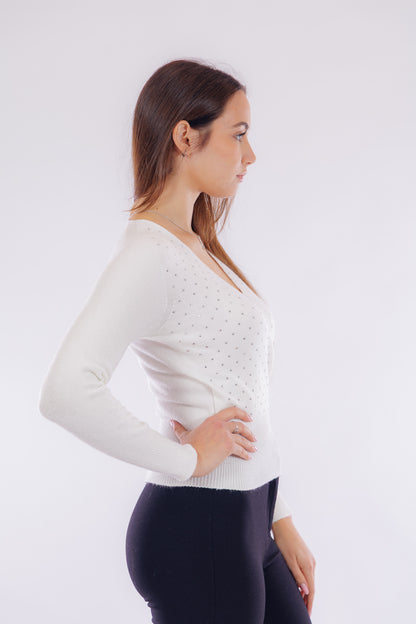 Maglia incrocio strass