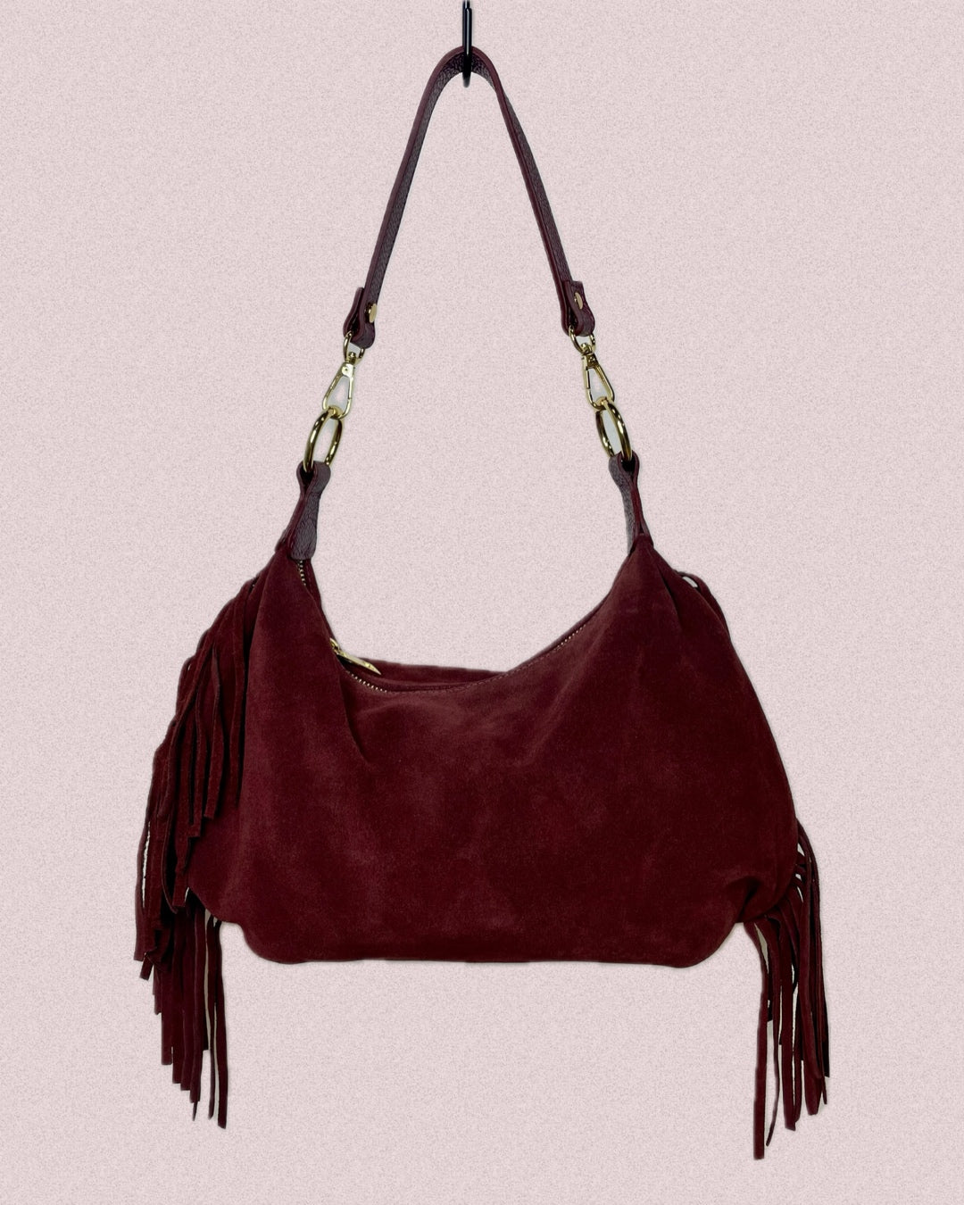 Borsa vera pelle frange