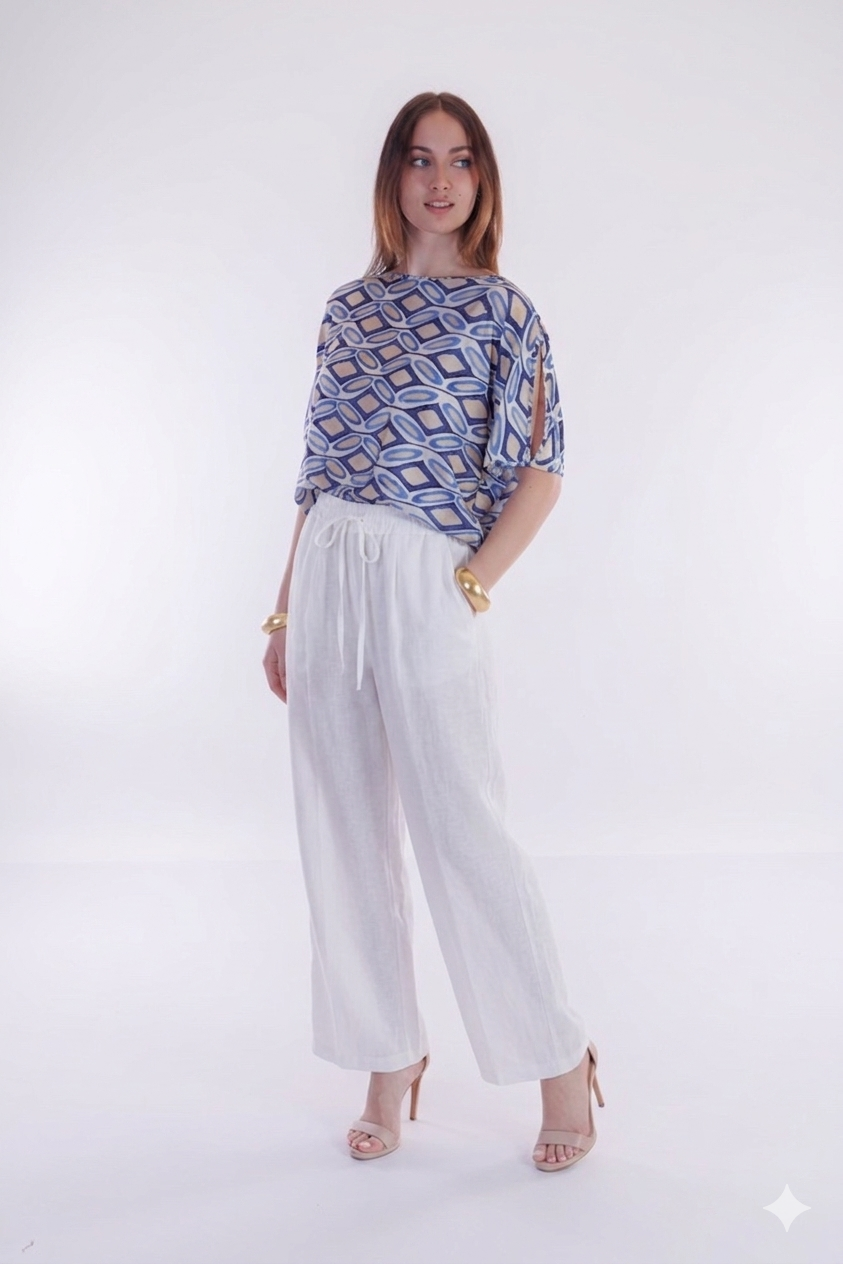 Pantalone lino coulisse
