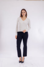 Maglia scollo V micro paillettes