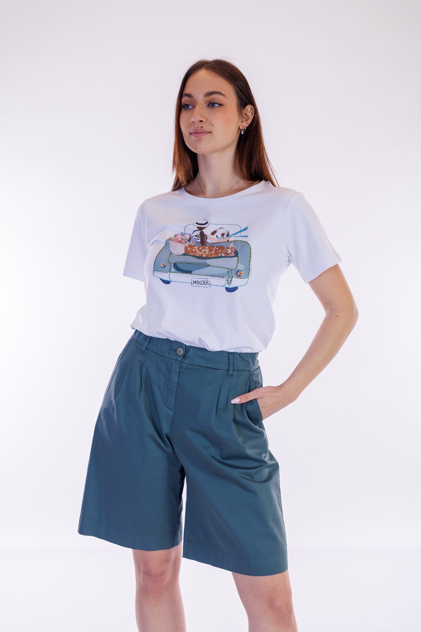 T-shirt stampa e strass