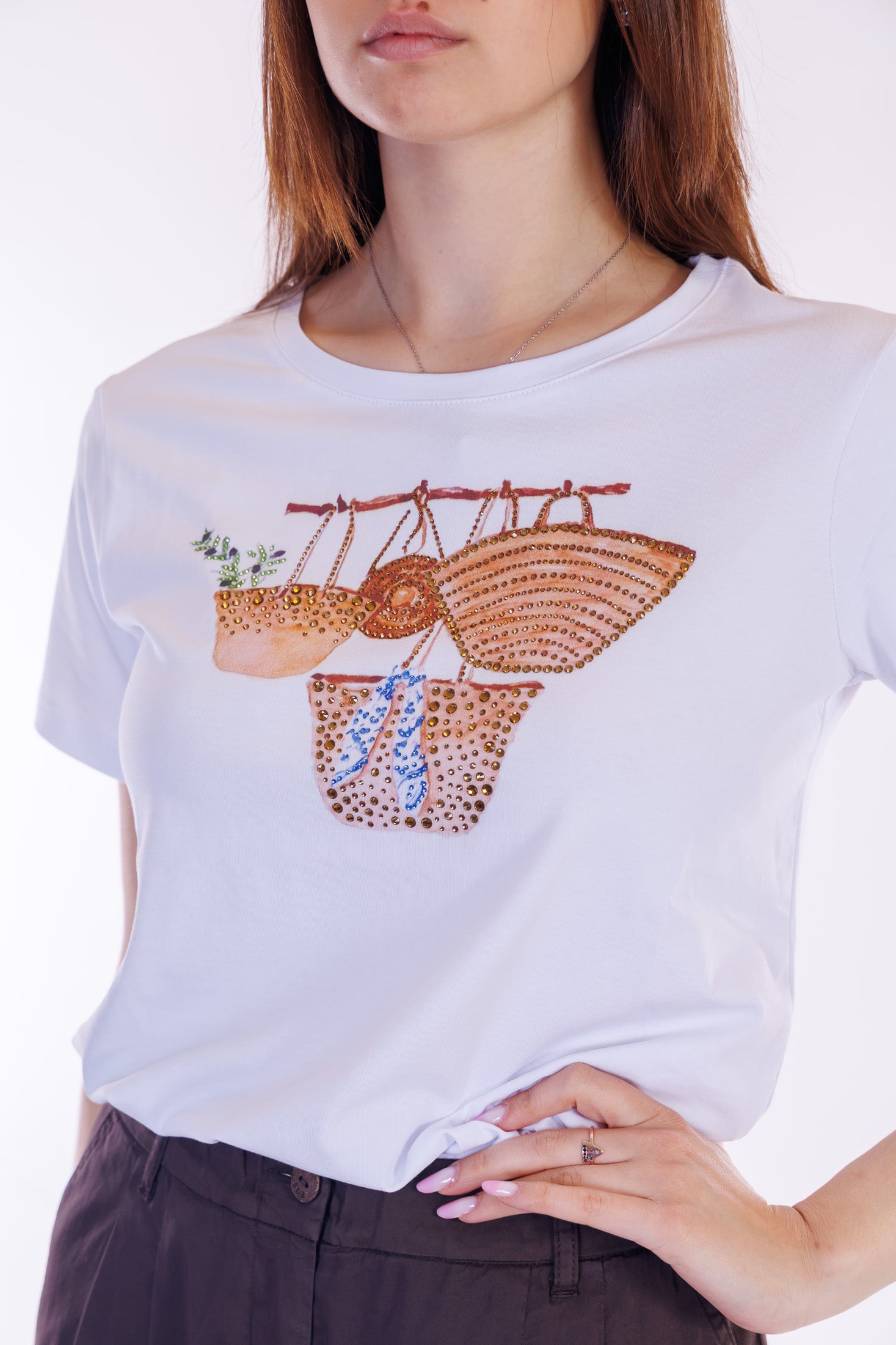 T-shirt stampa e strass