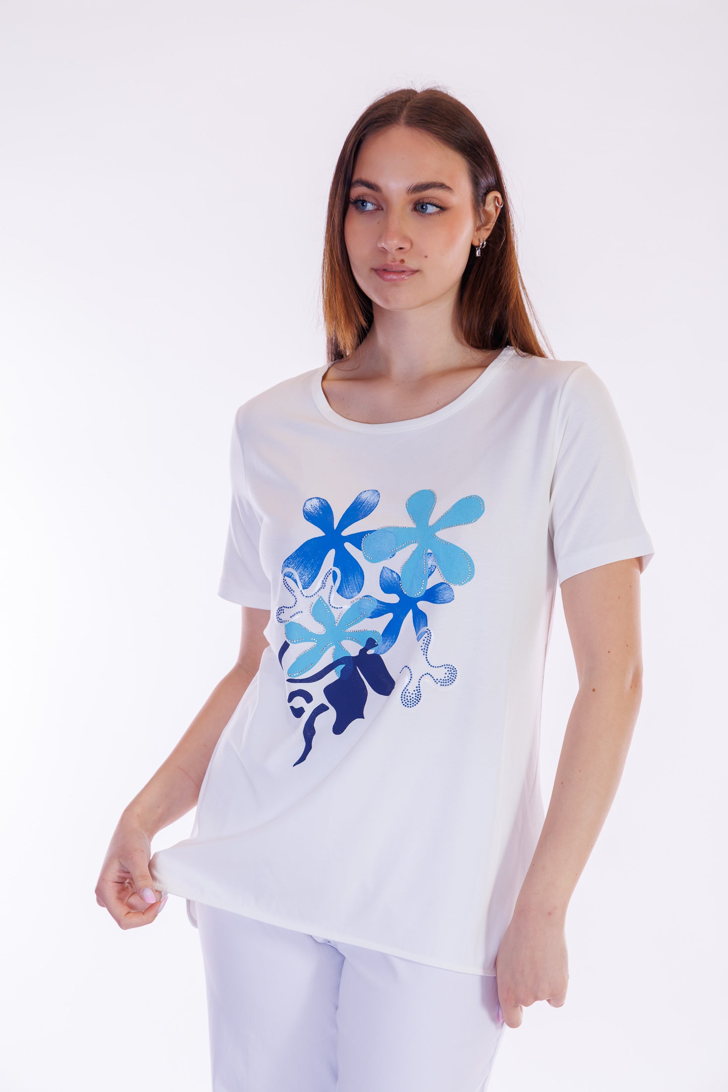 Maxi maglia stampa e strass