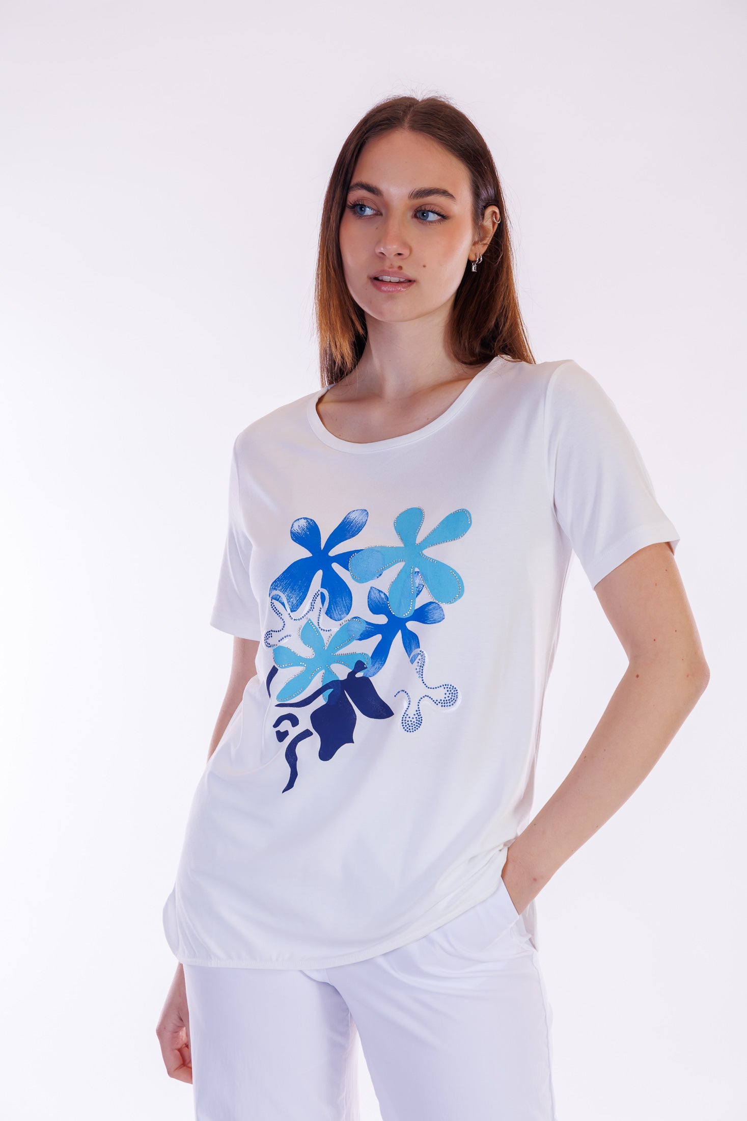 Maxi maglia stampa e strass