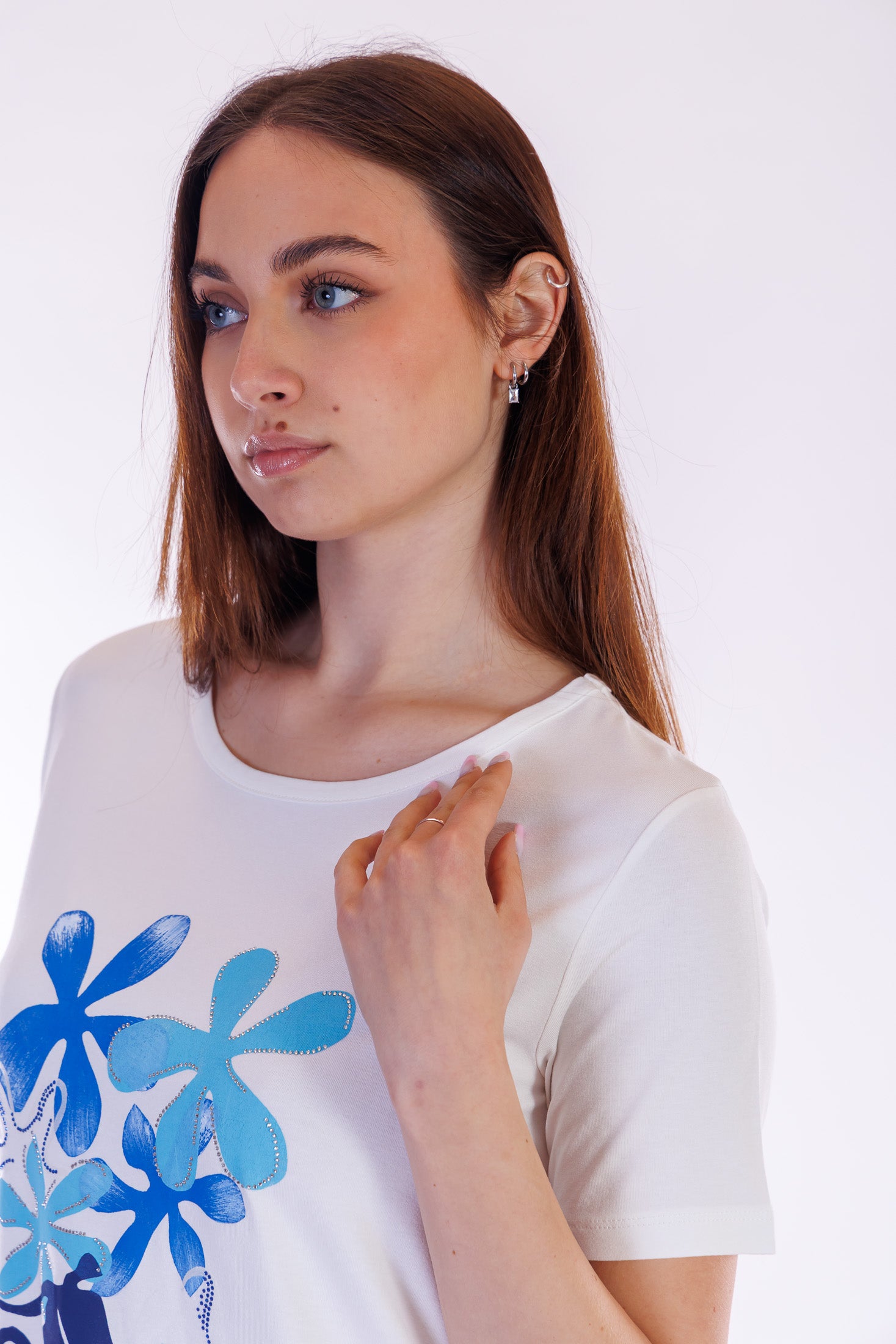 Maxi maglia stampa e strass