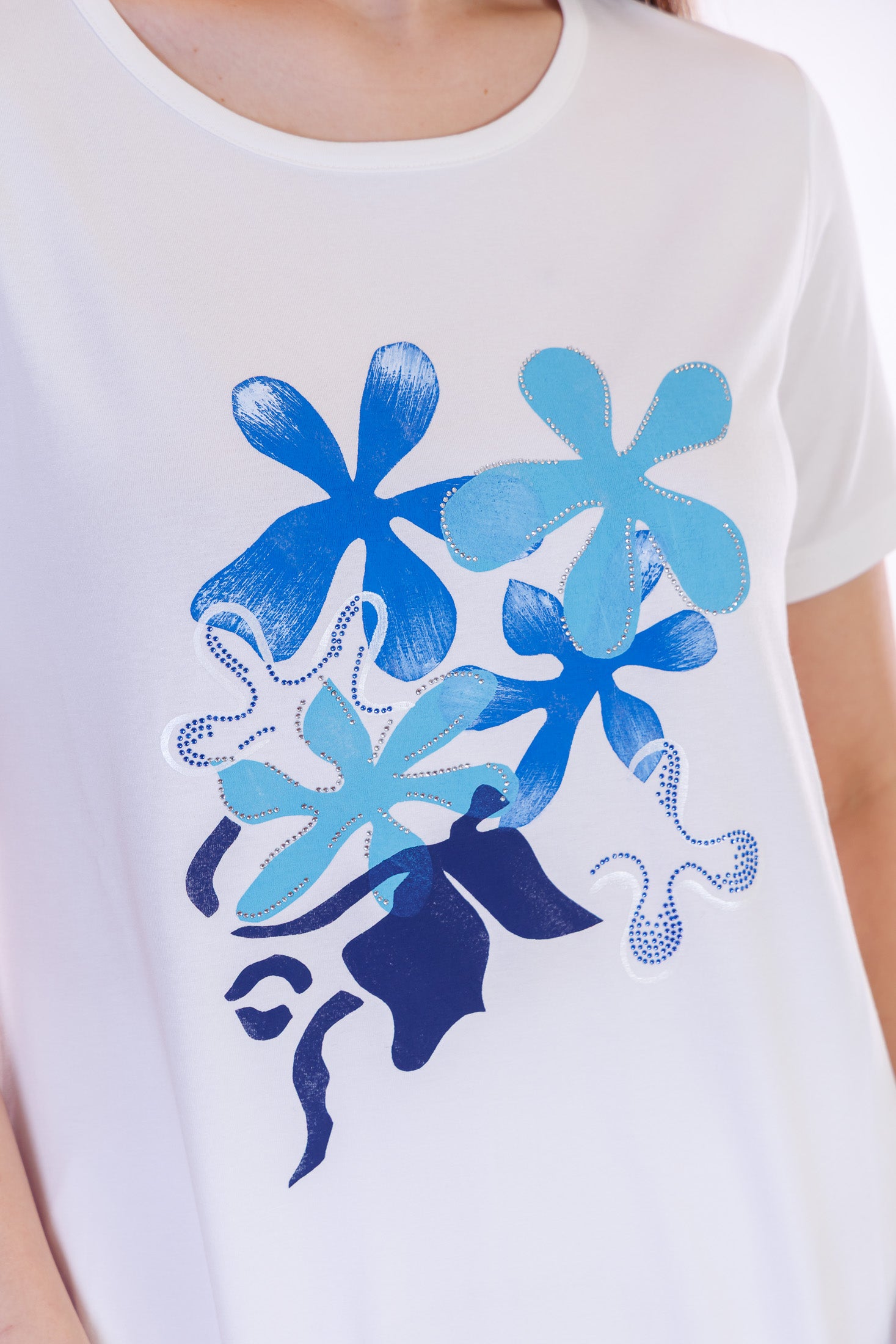 Maxi maglia stampa e strass