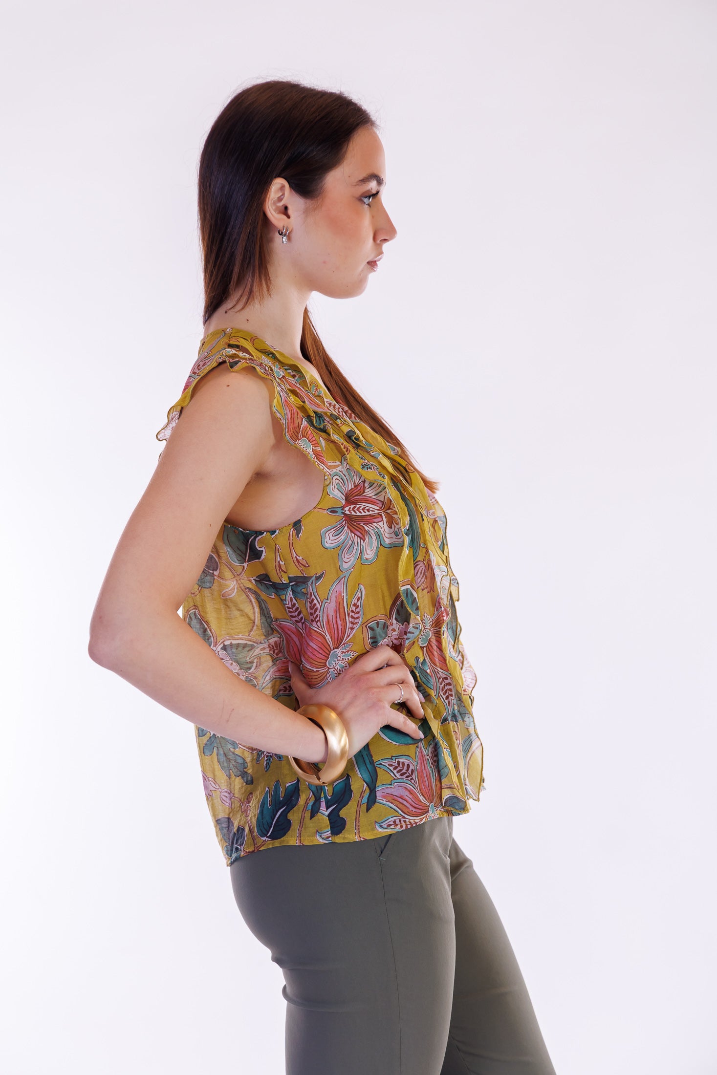 Top floreale volant