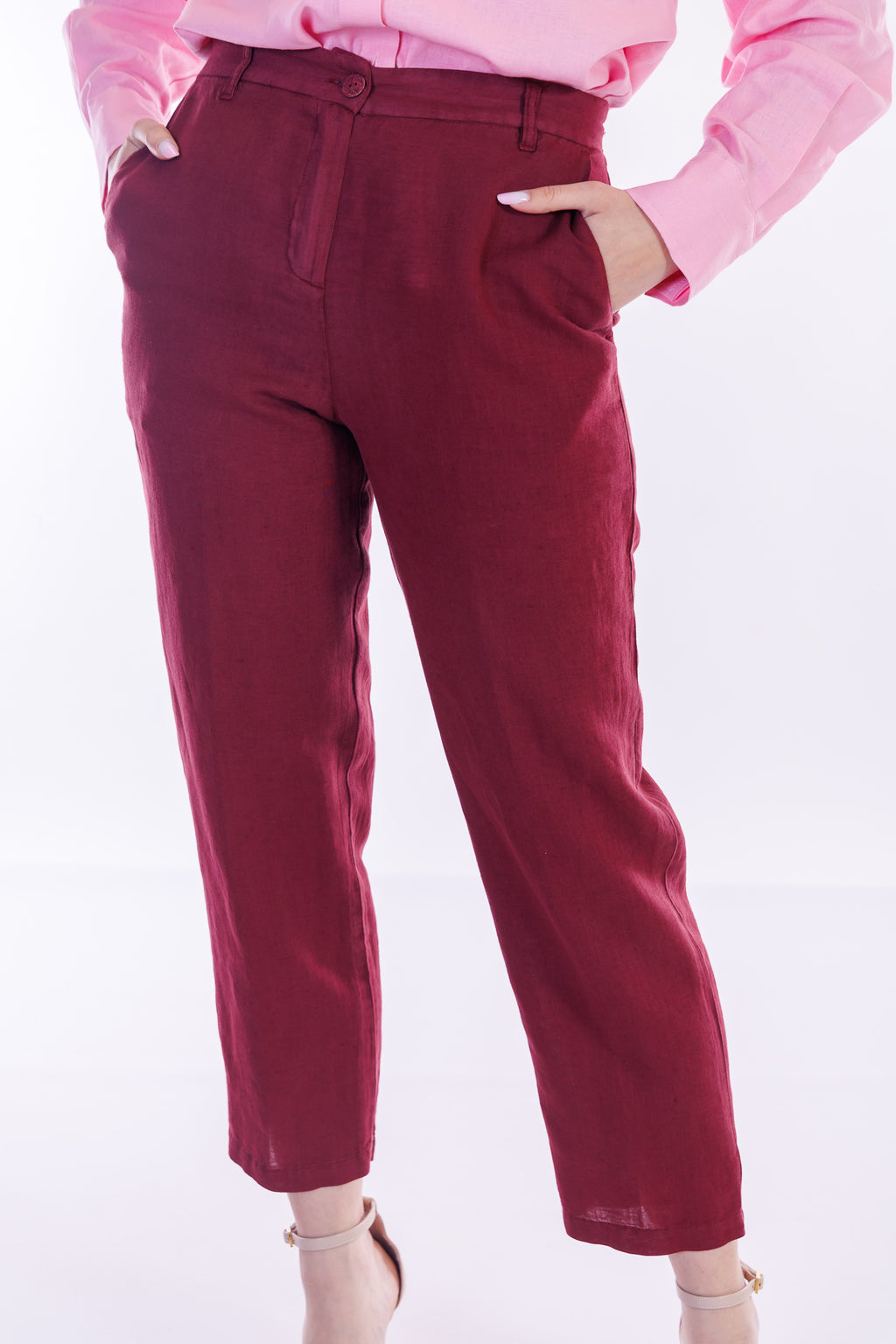 Pantalone carota lino e cotone