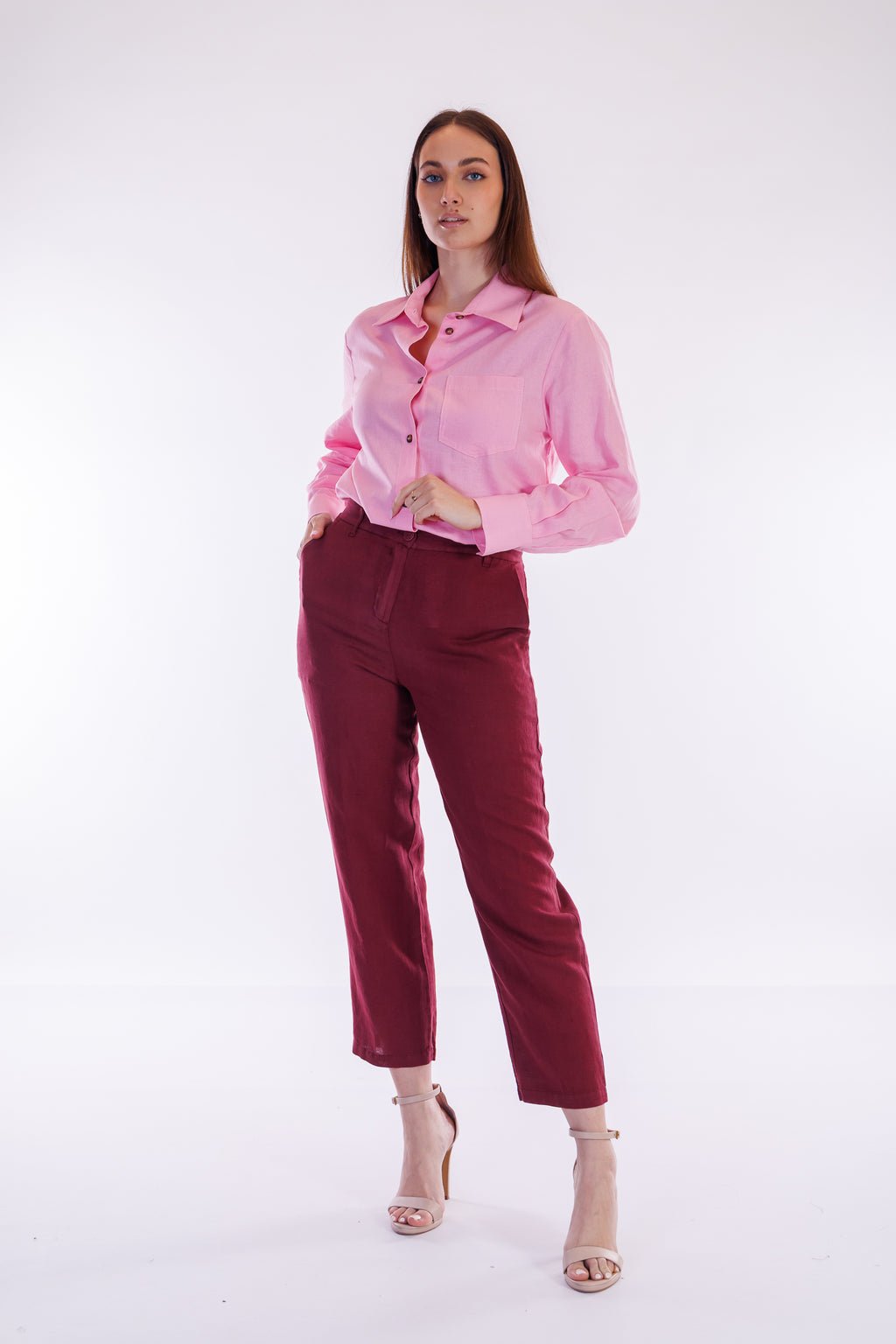 Pantalone carota lino e cotone