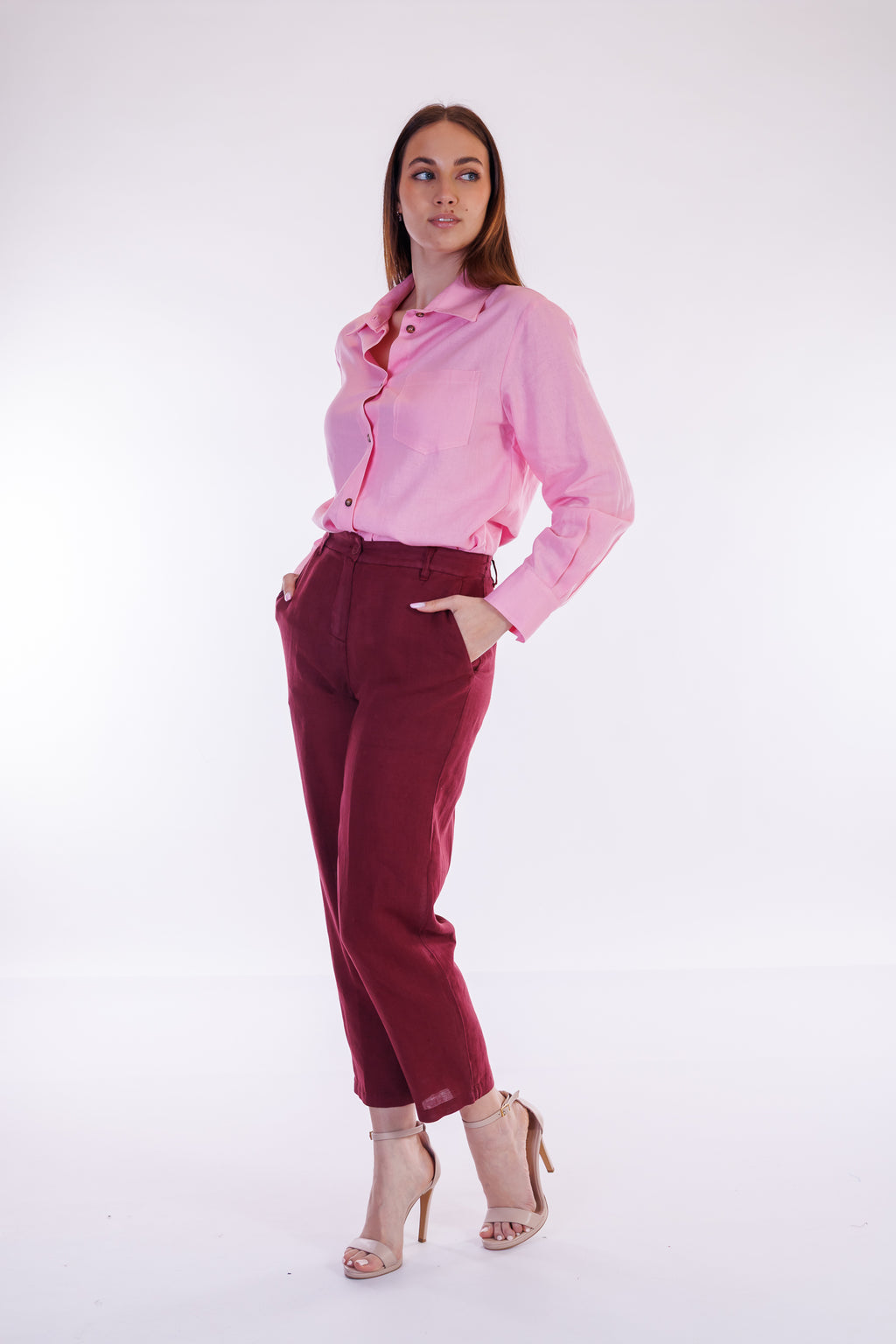 Pantalone carota lino e cotone