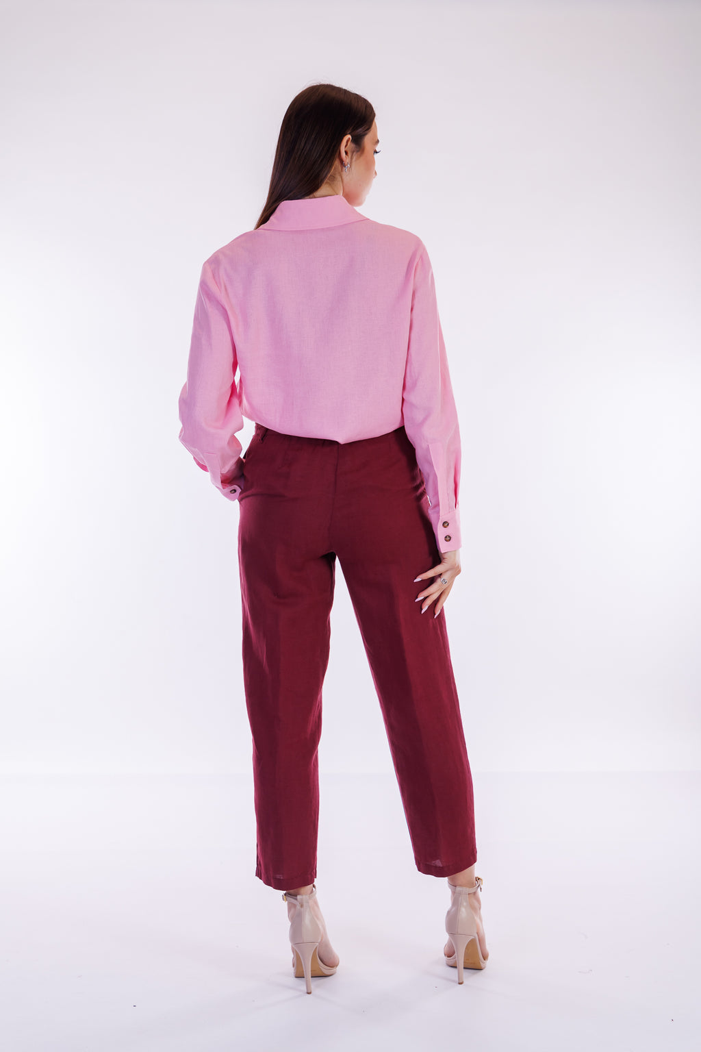 Pantalone carota lino e cotone
