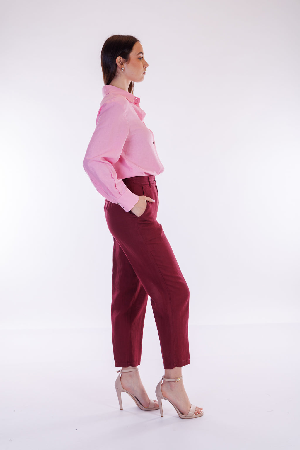 Pantalone carota lino e cotone