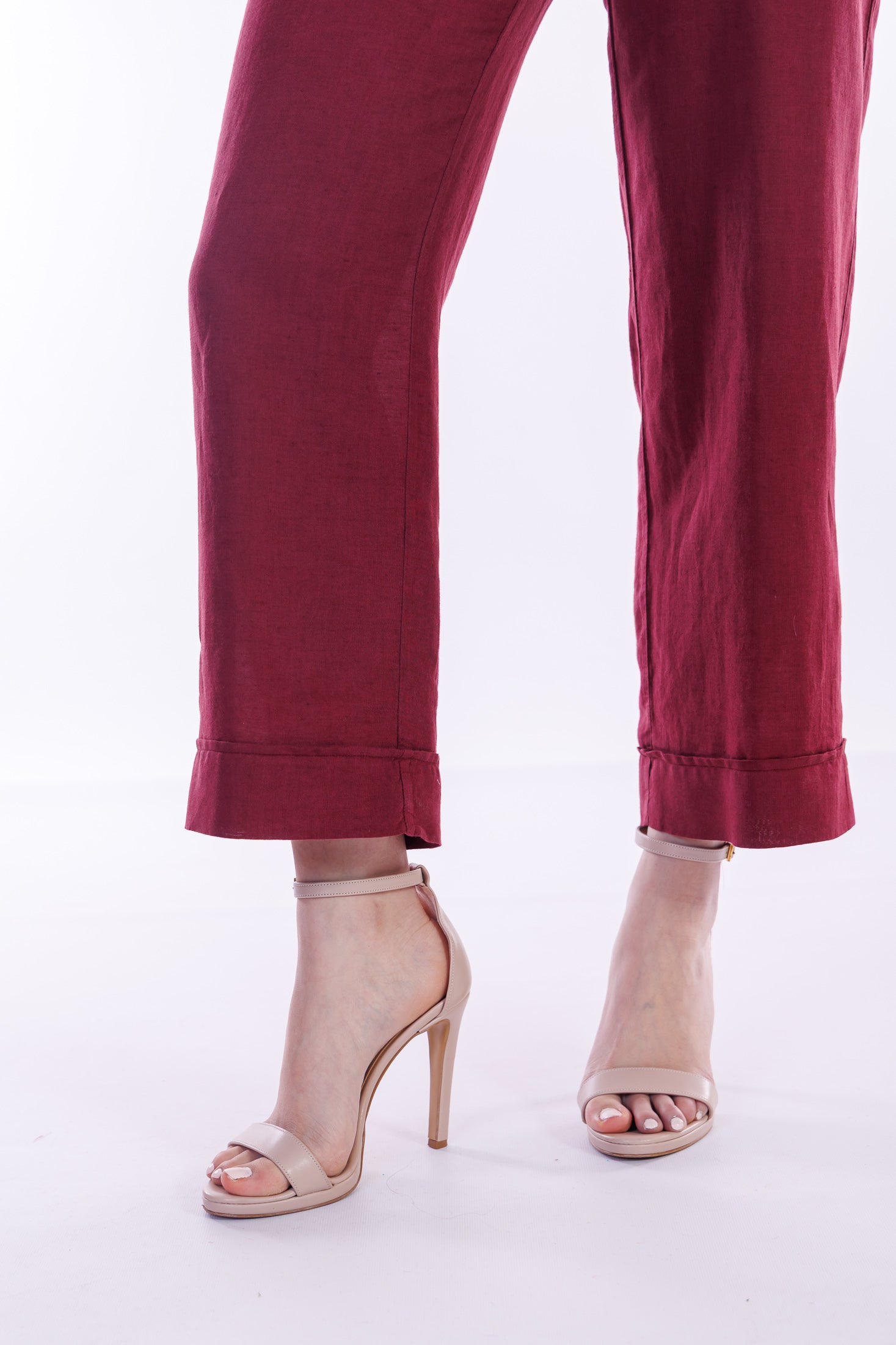 Pantalone cropped lino e cotone