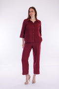 Pantalone cropped lino e cotone
