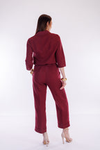 Pantalone cropped lino e cotone