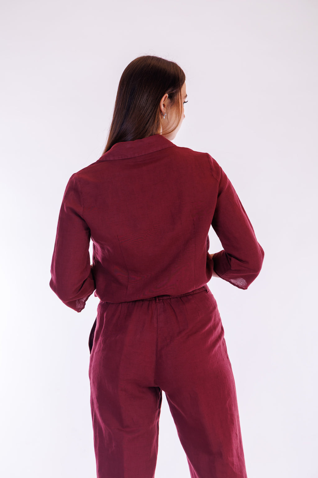 Pantalone cropped lino e cotone
