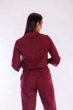 Pantalone cropped lino e cotone