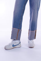 Jeans risvolto lavaggio rosa