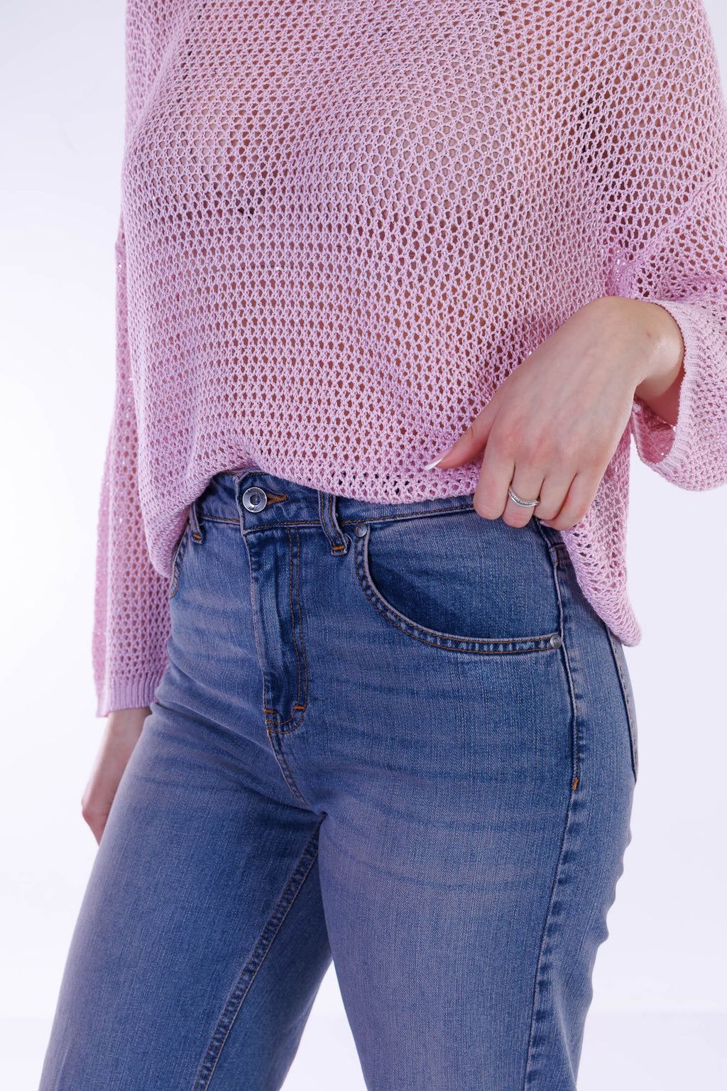 Jeans risvolto lavaggio rosa