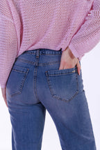 Jeans risvolto lavaggio rosa