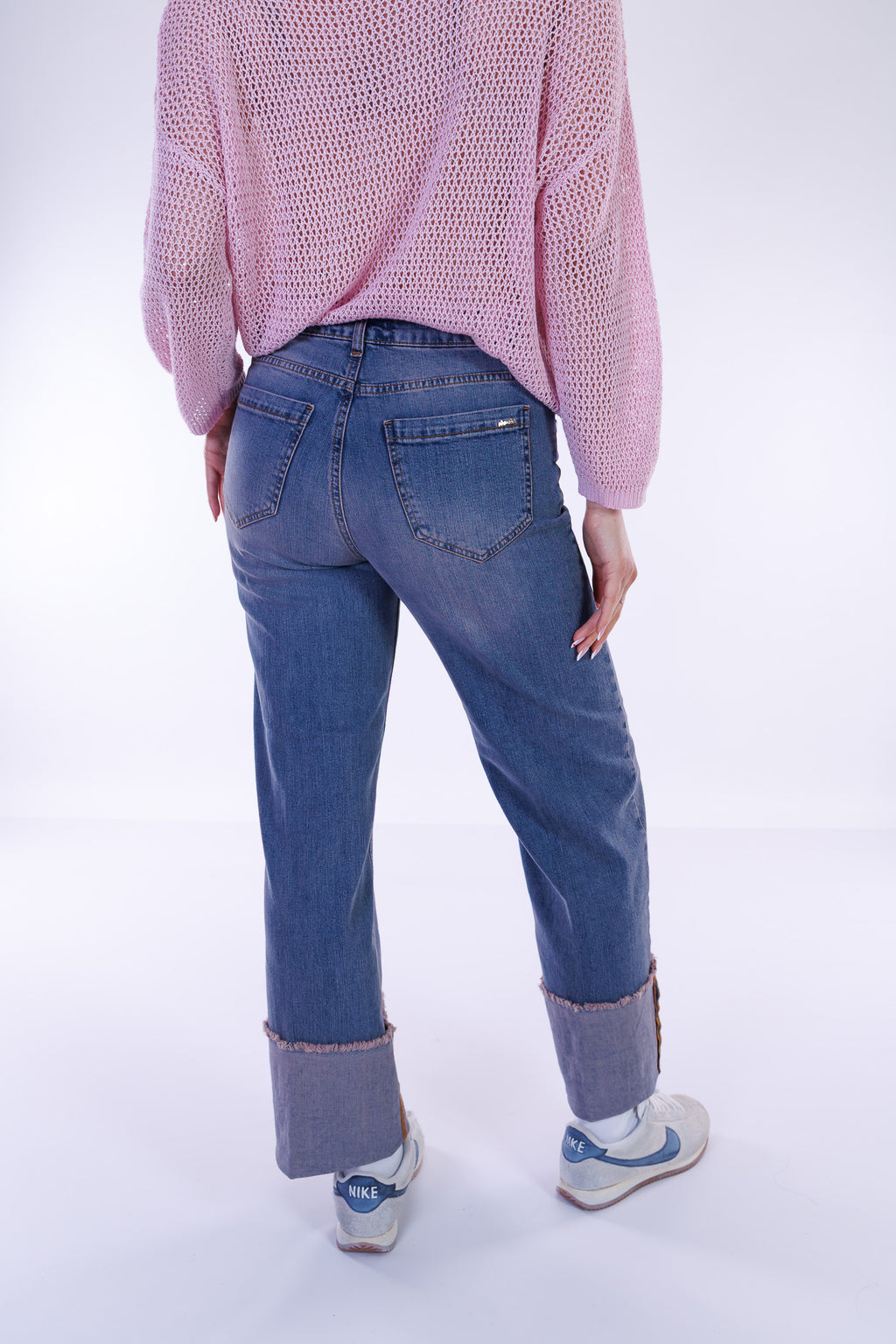Jeans risvolto lavaggio rosa