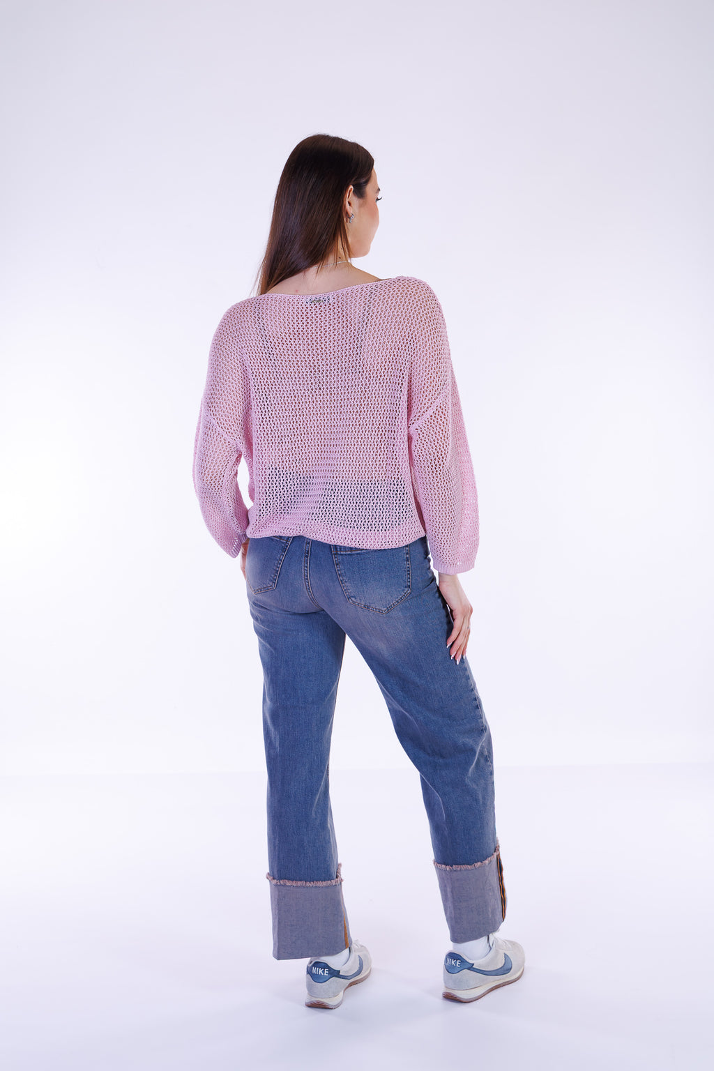 Jeans risvolto lavaggio rosa