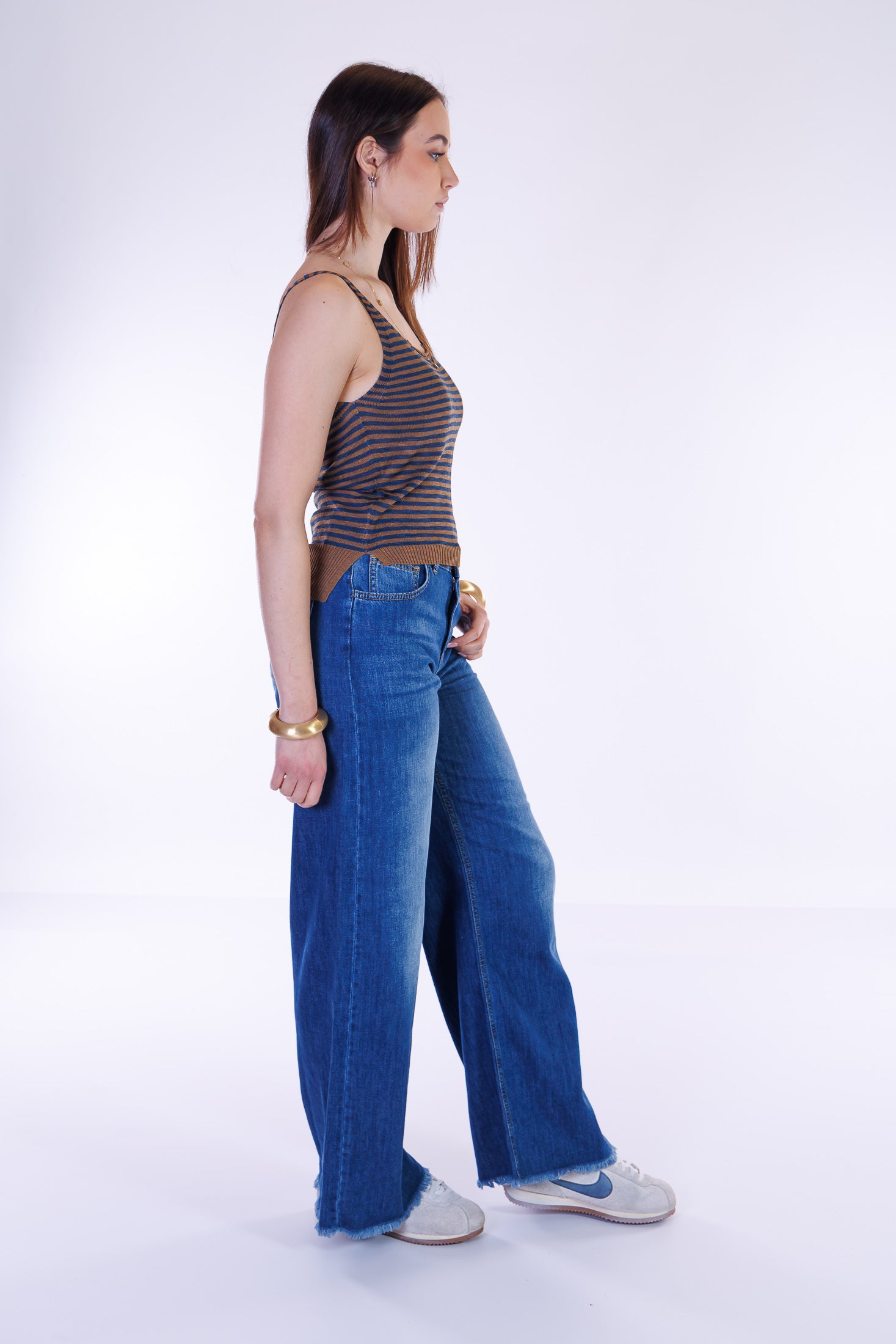 Jeans palazzo frangette