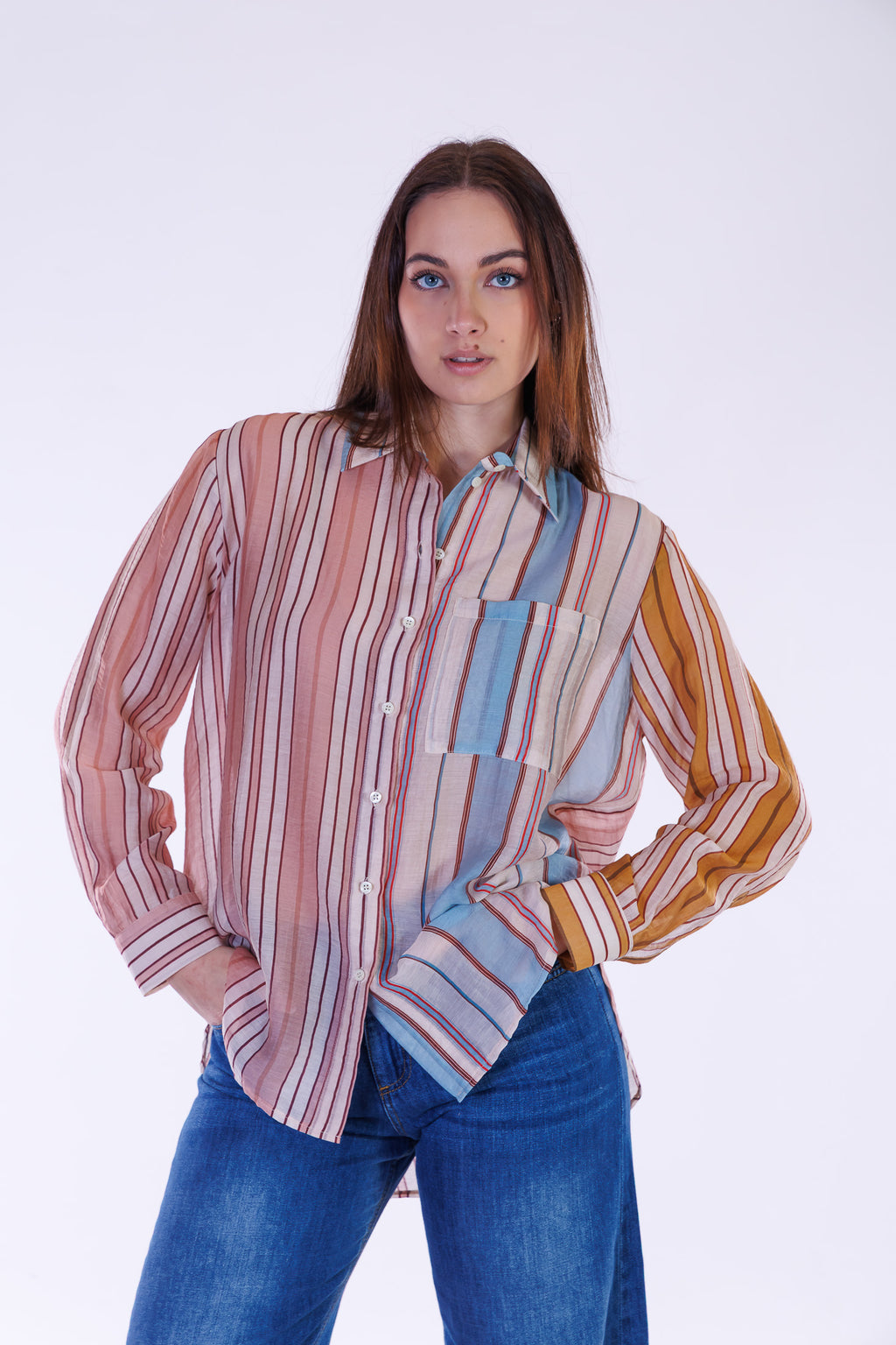 Camicia patchwork righe