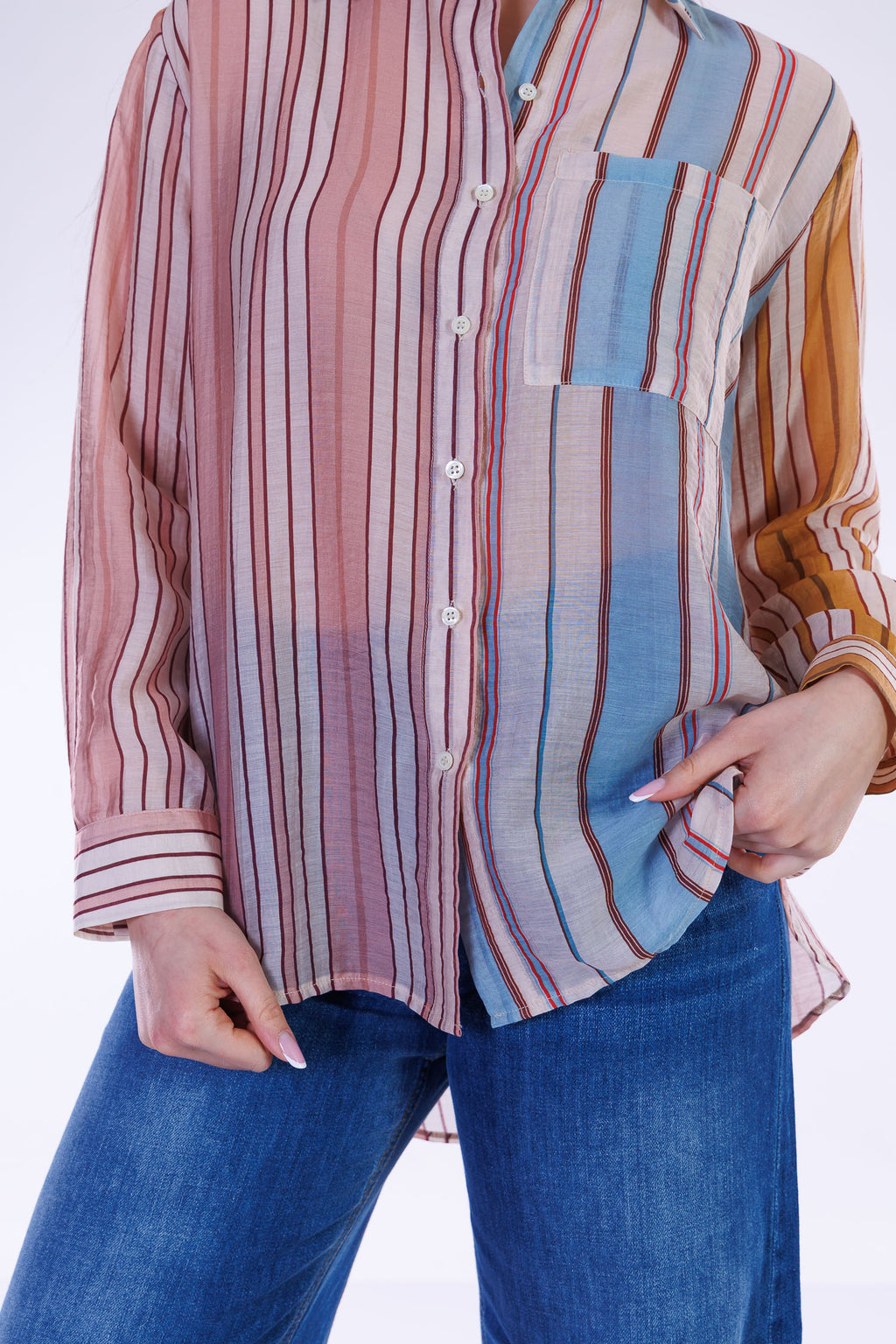 Camicia patchwork righe