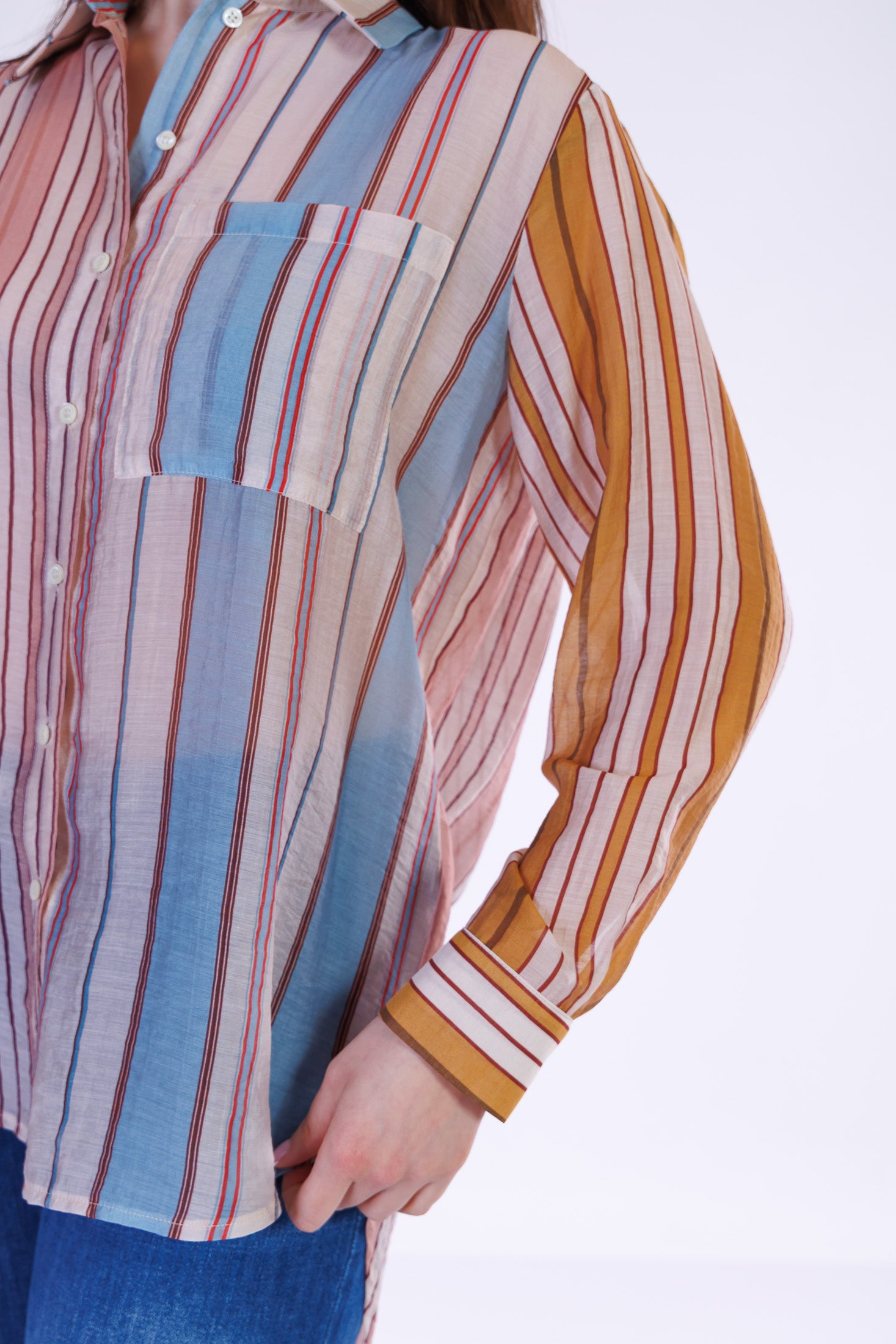 Camicia patchwork righe