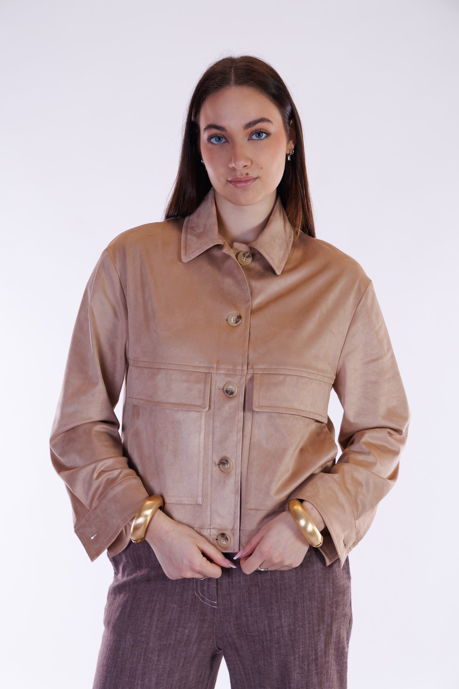 Giacca corta scamosciata