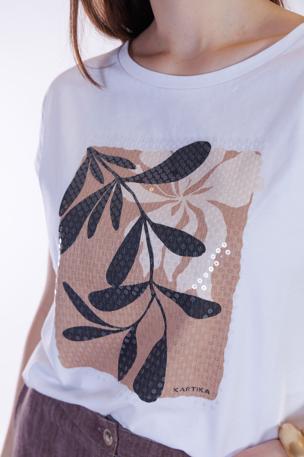 T-shirt stampa paillettes