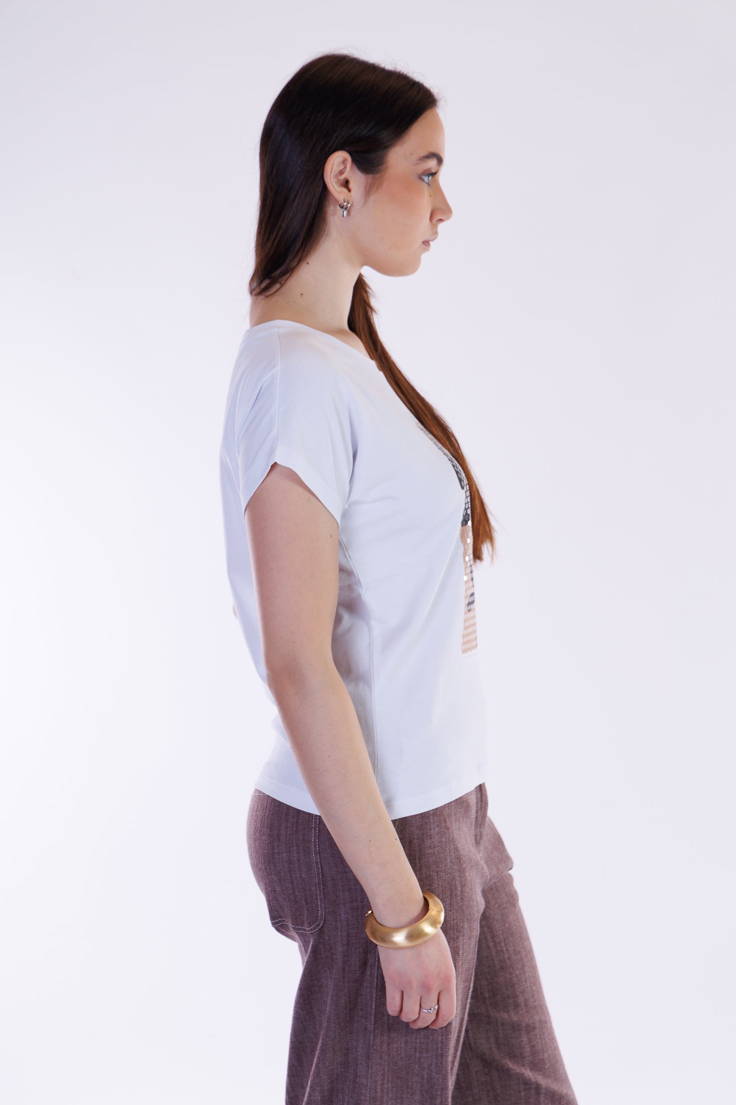 T-shirt stampa paillettes