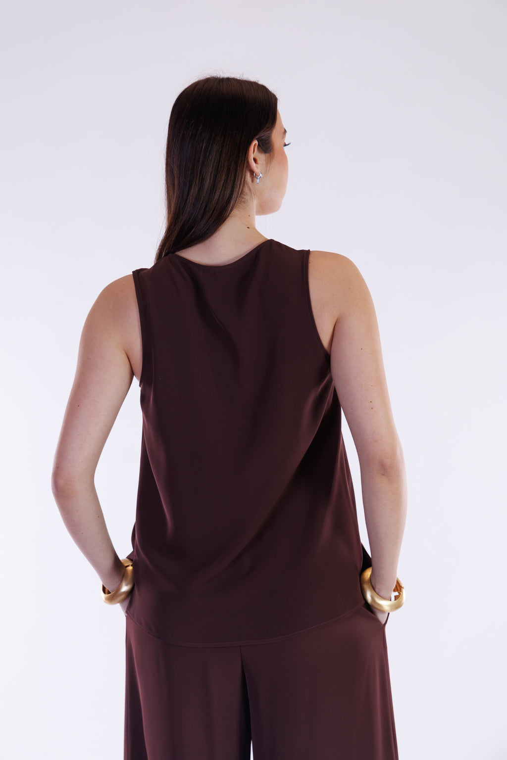 Canotta fluida fermaglio oro