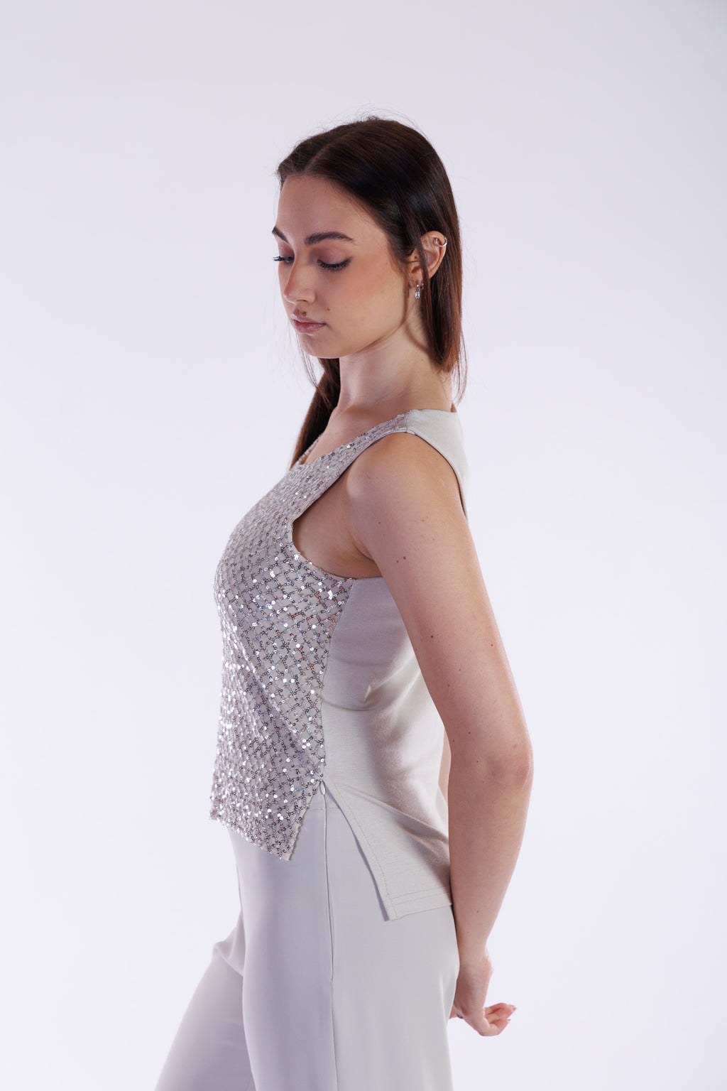 Top paillettes e jersey