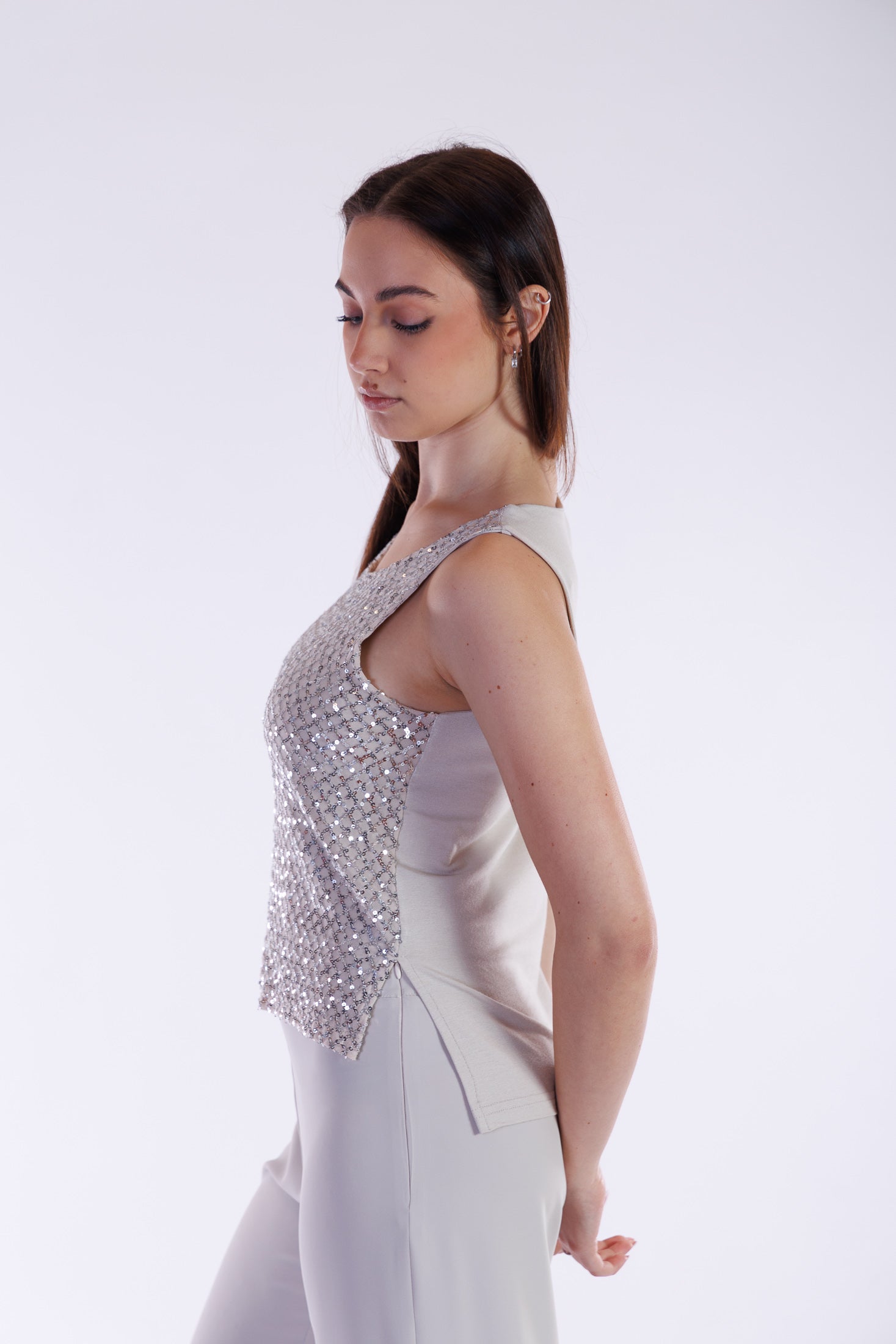 Top paillettes e jersey