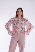 Camicia floreale con rouches